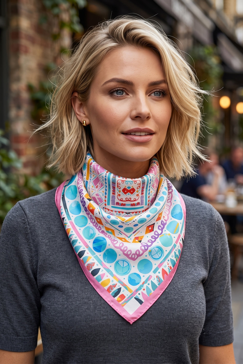 Geometric Kaleidosopic Print Square Scarf