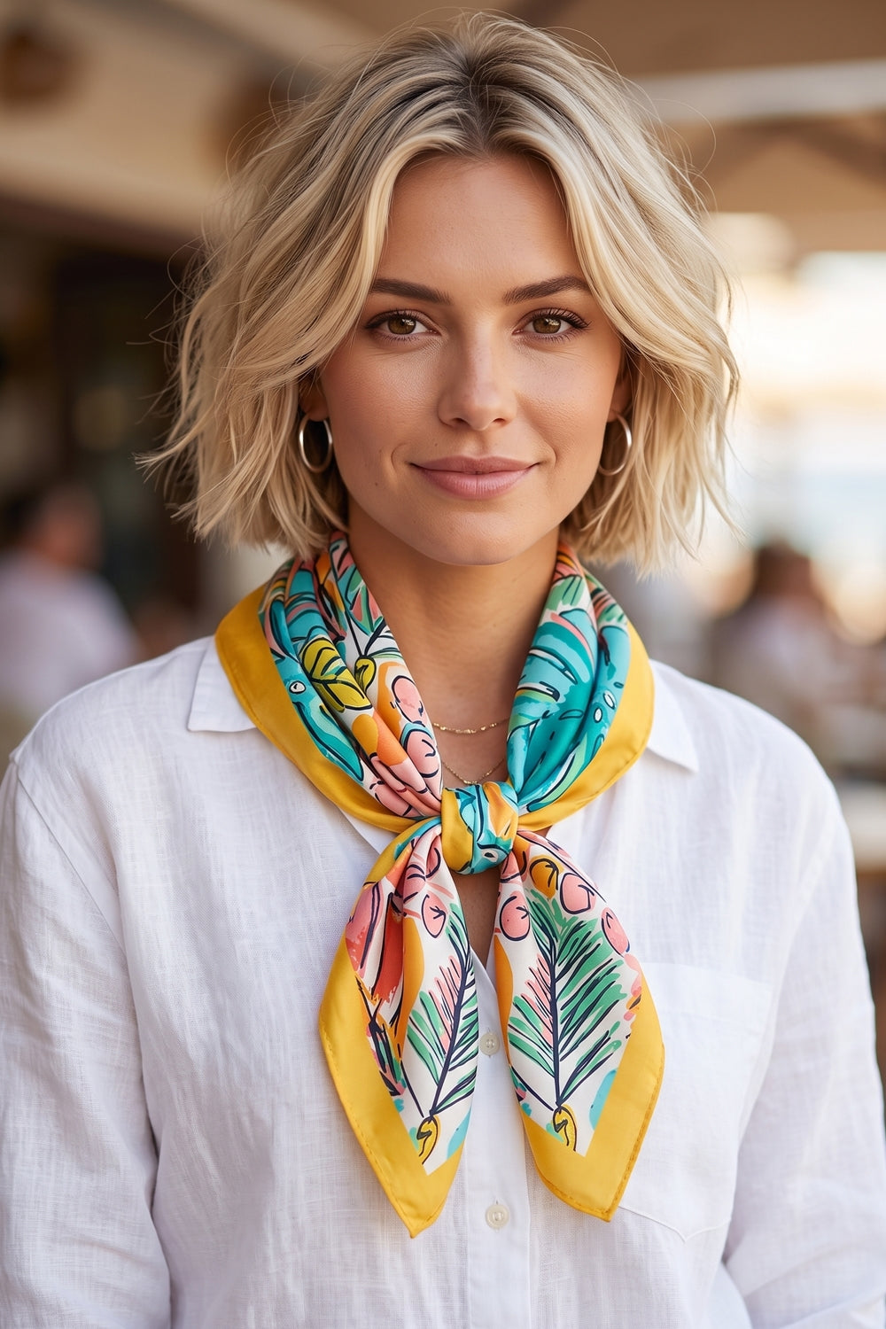 Monstera Leaf Print Square Scarf