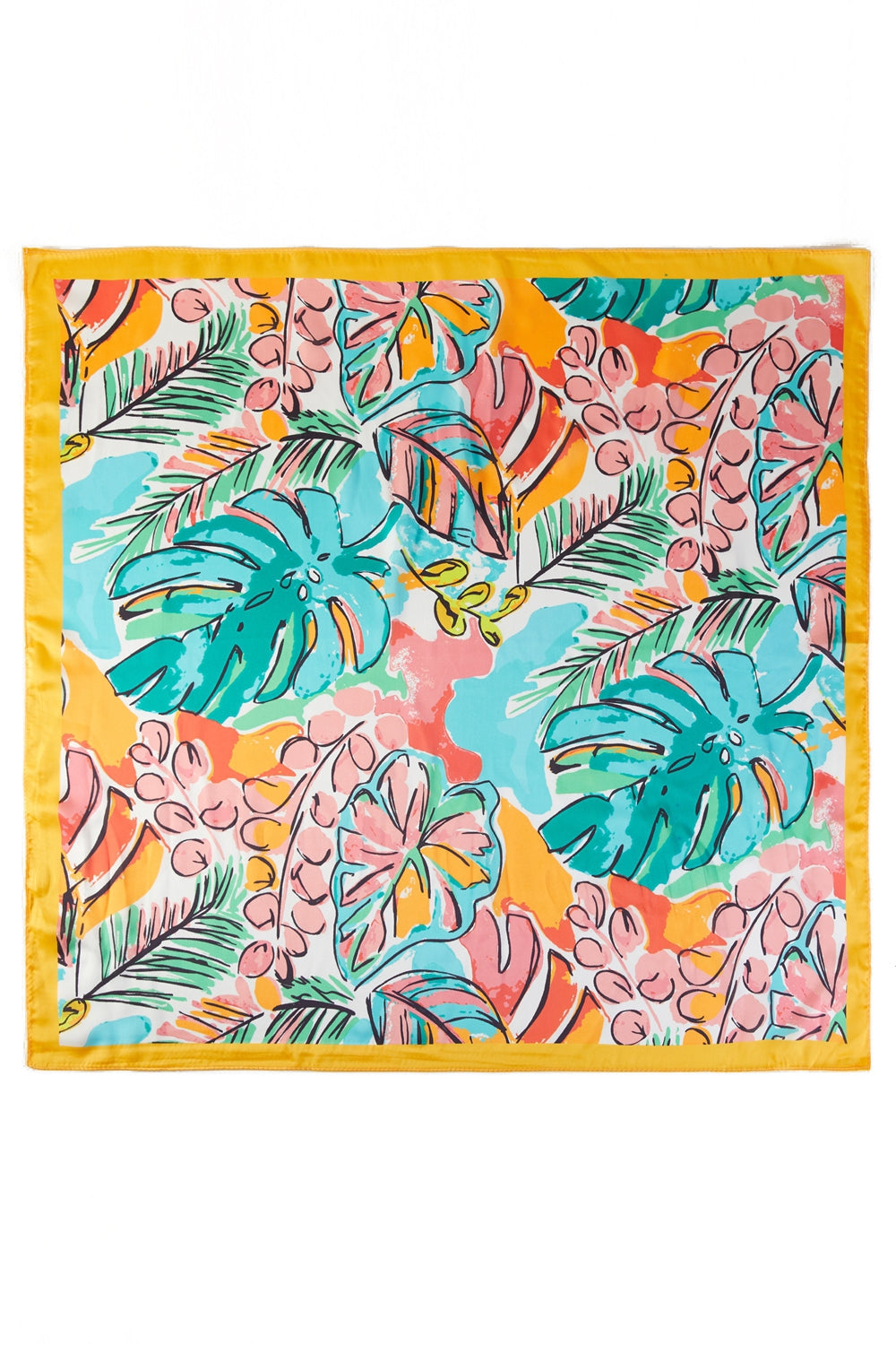 Monstera Leaf Print Square Scarf