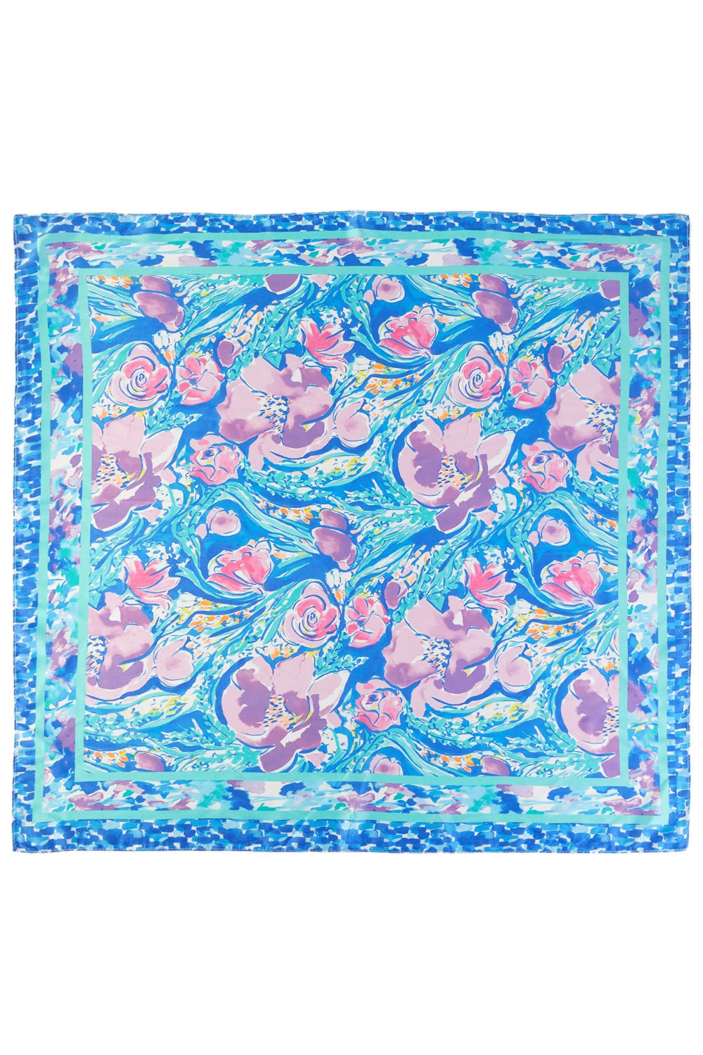 Watercolor Floral Print Square Scarf