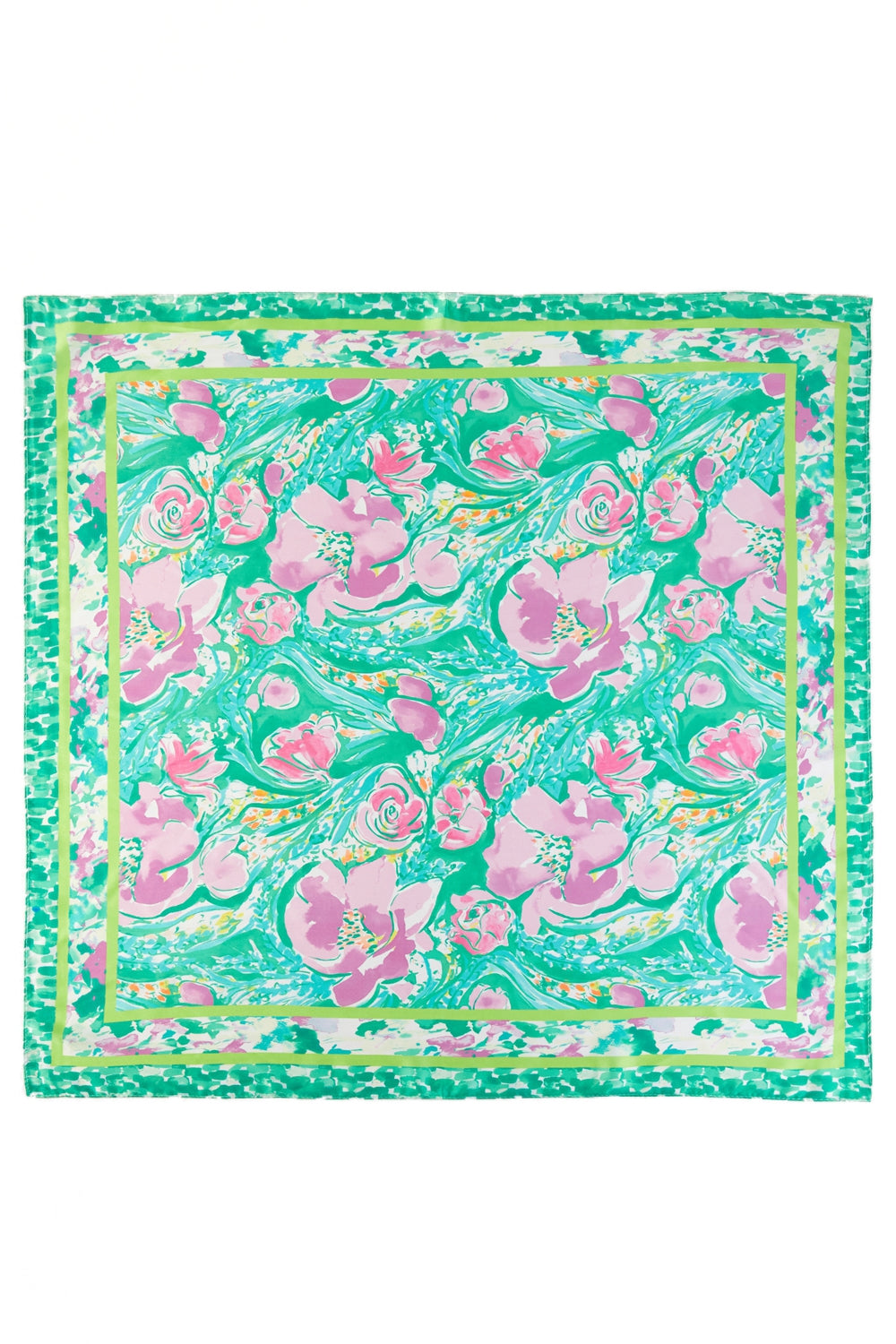 Watercolor Floral Print Square Scarf