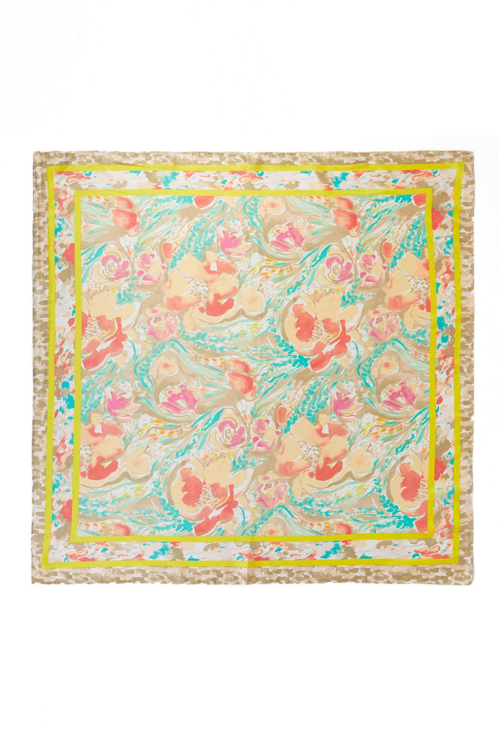 Watercolor Floral Print Square Scarf