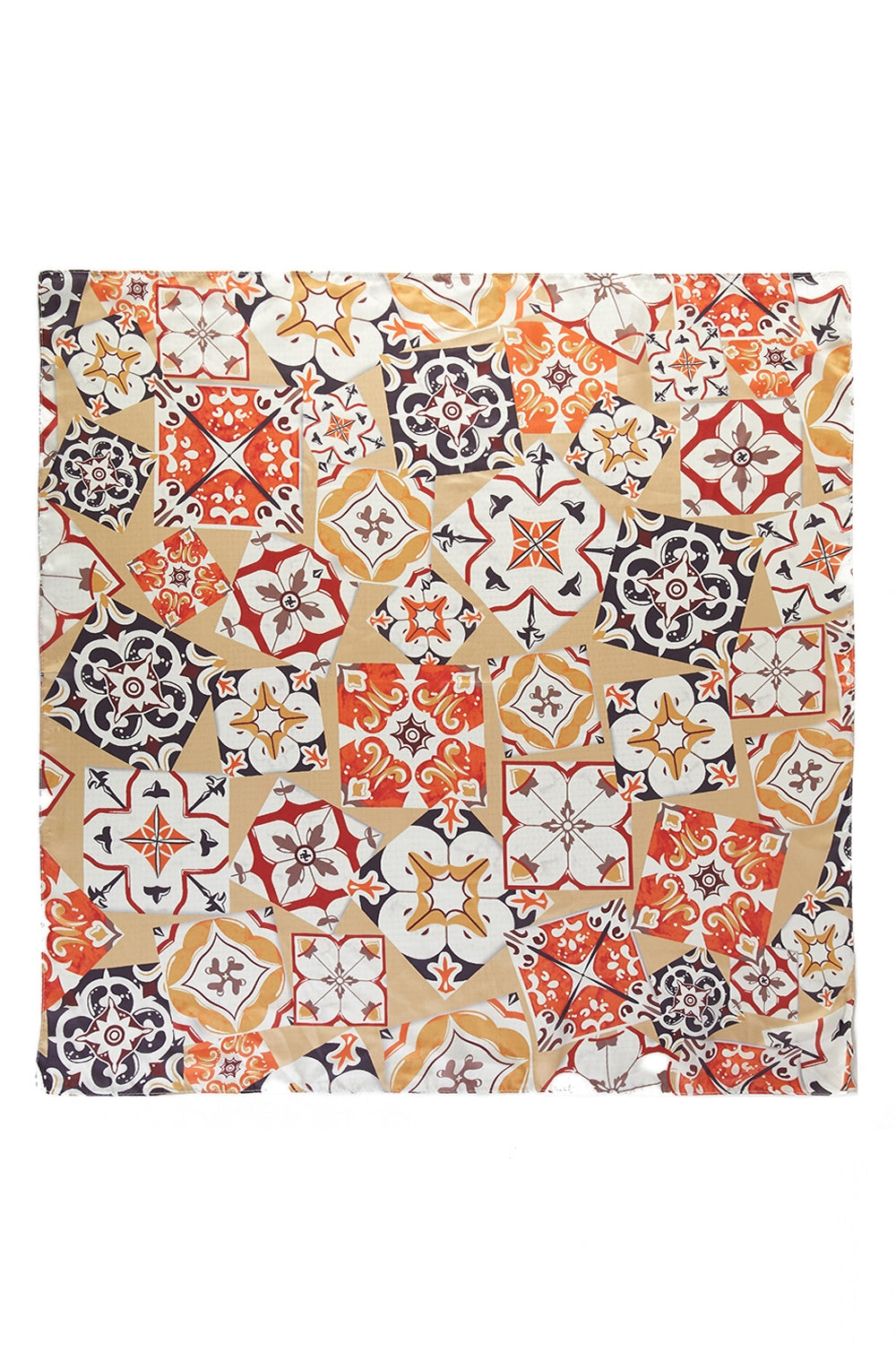 Mediterranean Tile Print Square- Scarf