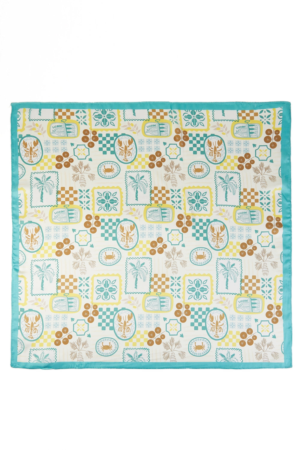 Mediterranean Tropical Print Square Scarf