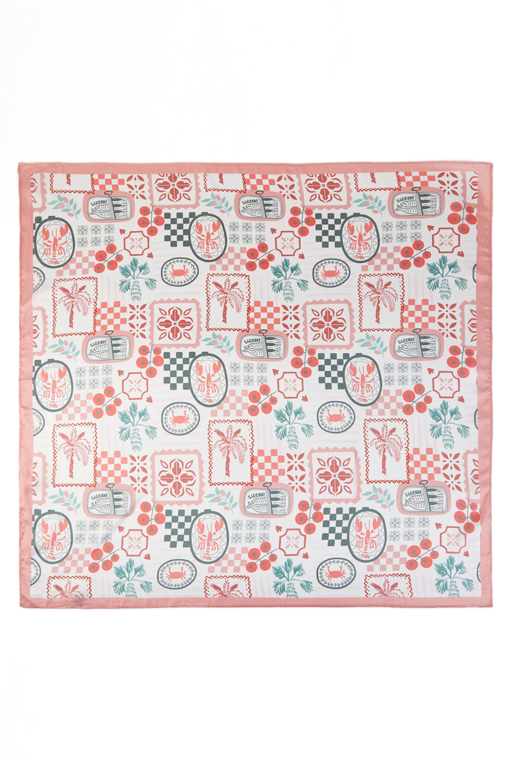 Mediterranean Tropical Print Square Scarf