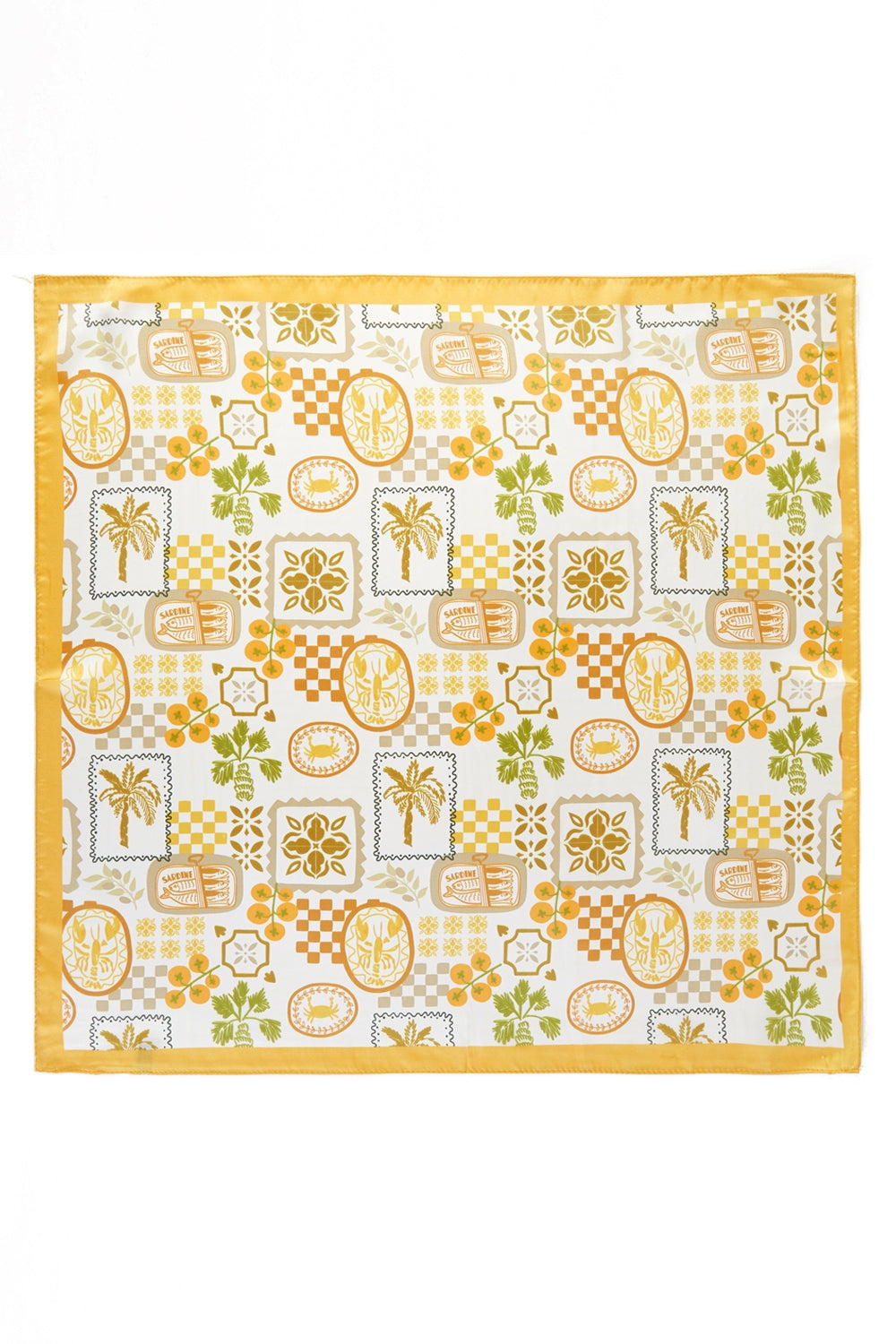 Mediterranean Tropical Print Square Scarf