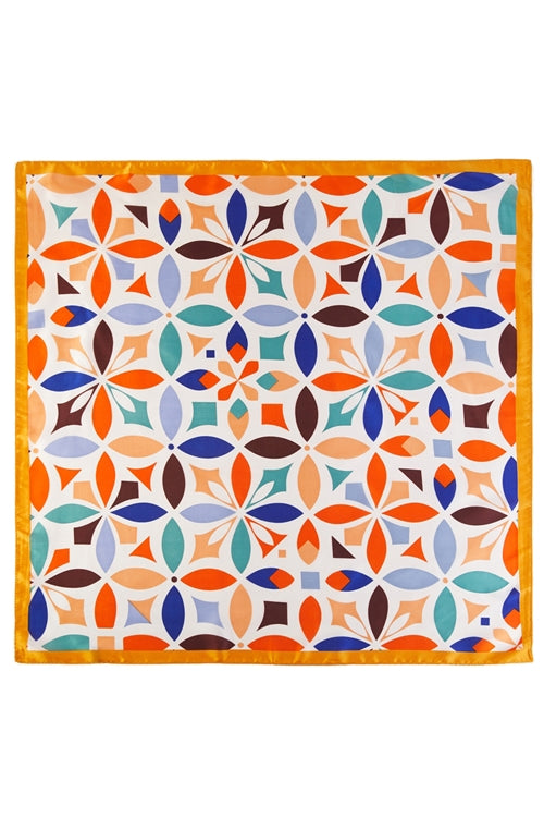 Retro Geometric Print Square Scarf