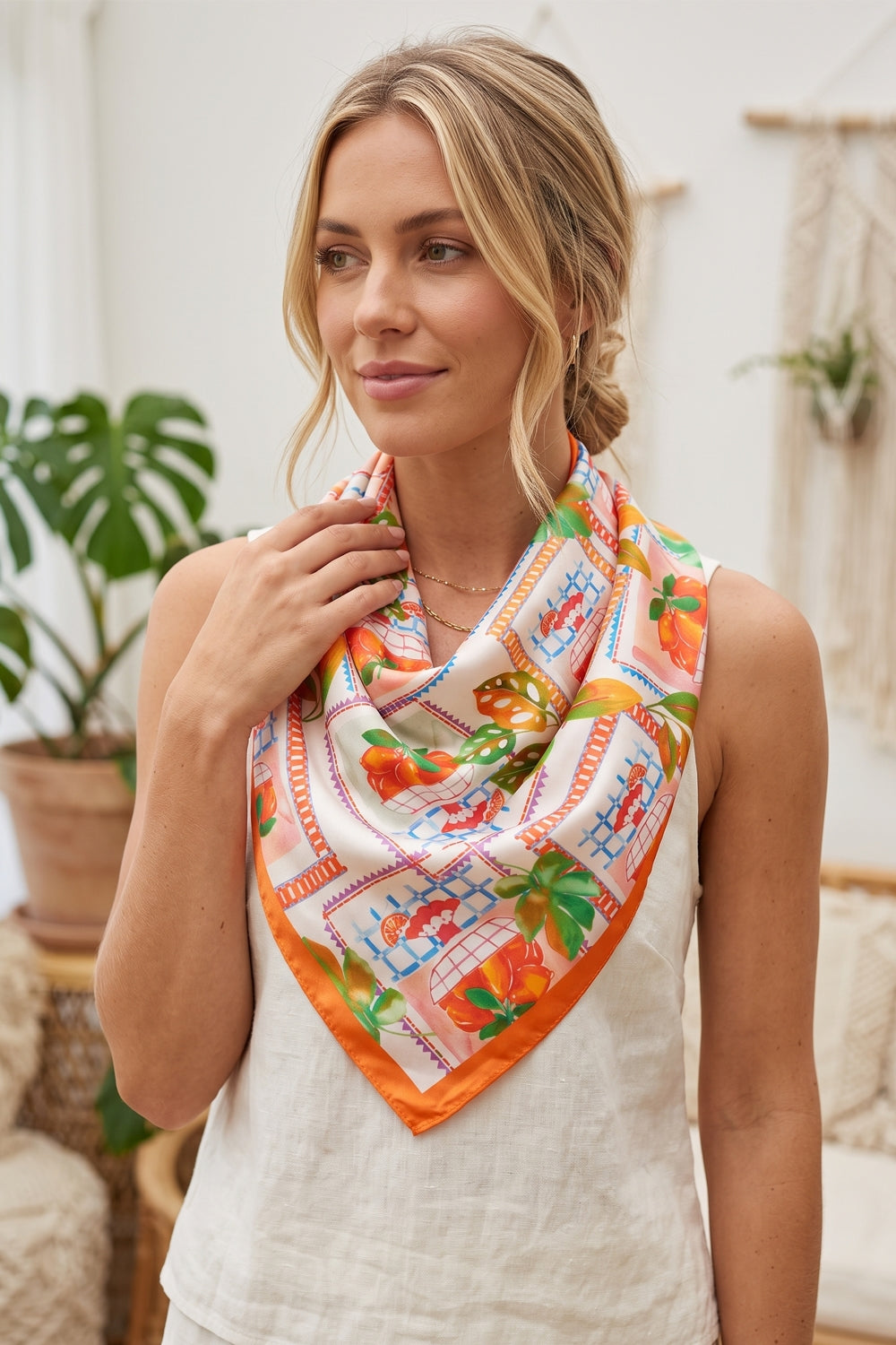 Citrus Print Square Scarf