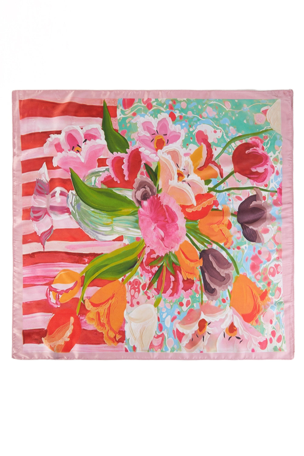Vibrant Floral Print Square Scarf