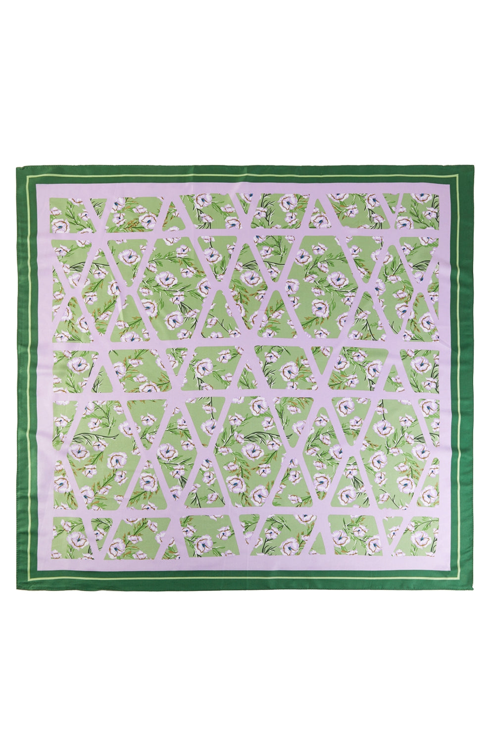 Geometric Bloom Print Silk Feel Square Scarf