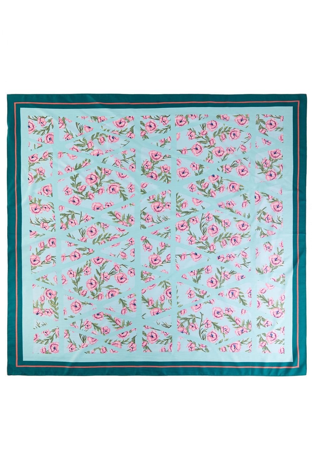 Geometric Bloom Print Silk Feel Square Scarf