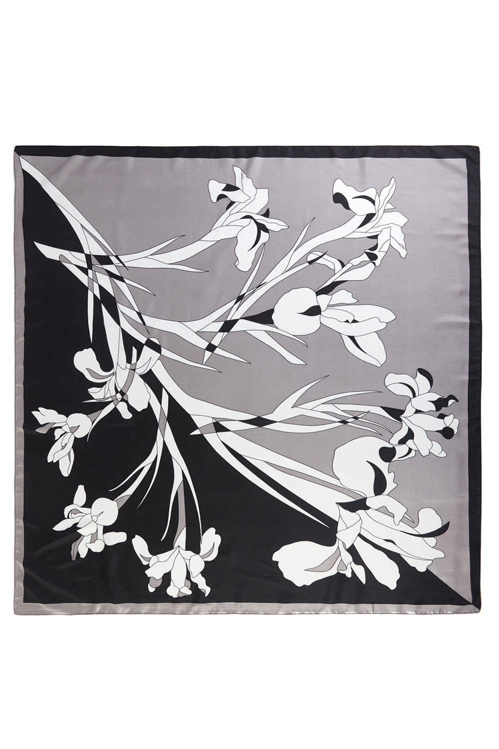 Iris Contrast Print Silk Feel Square Scarf
