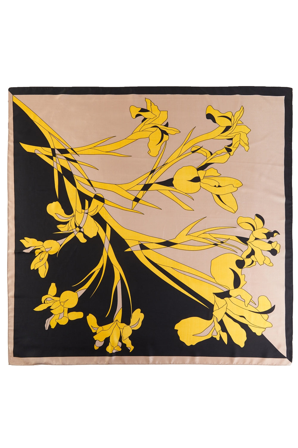Iris Contrast Print Silk Feel Square Scarf