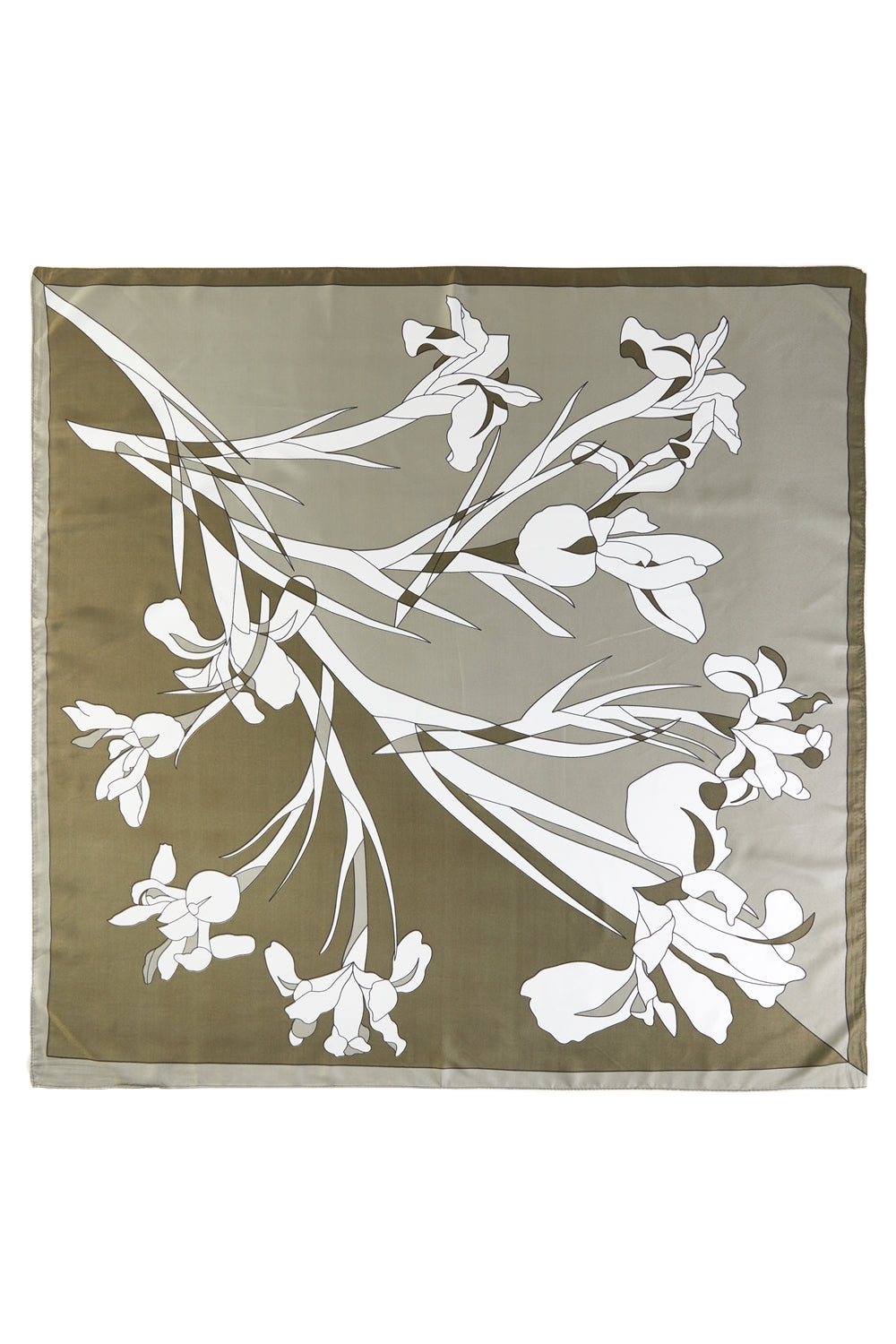 Iris Contrast Print Silk Feel Square Scarf