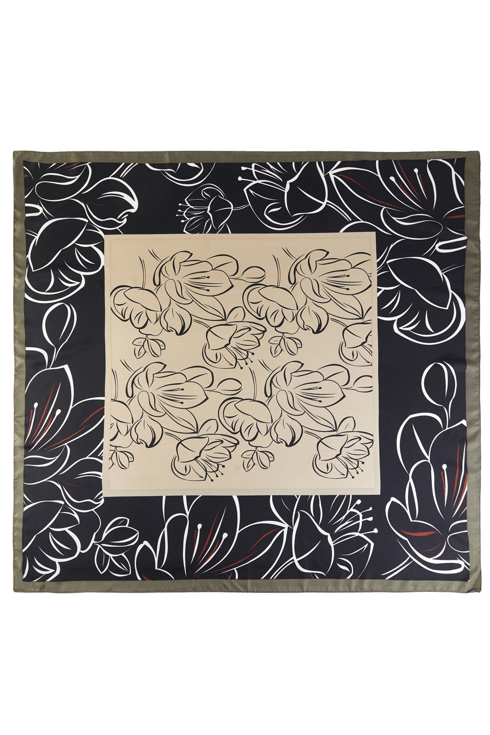 Elegant Cherry Blossom Silk Feel Square Scarf