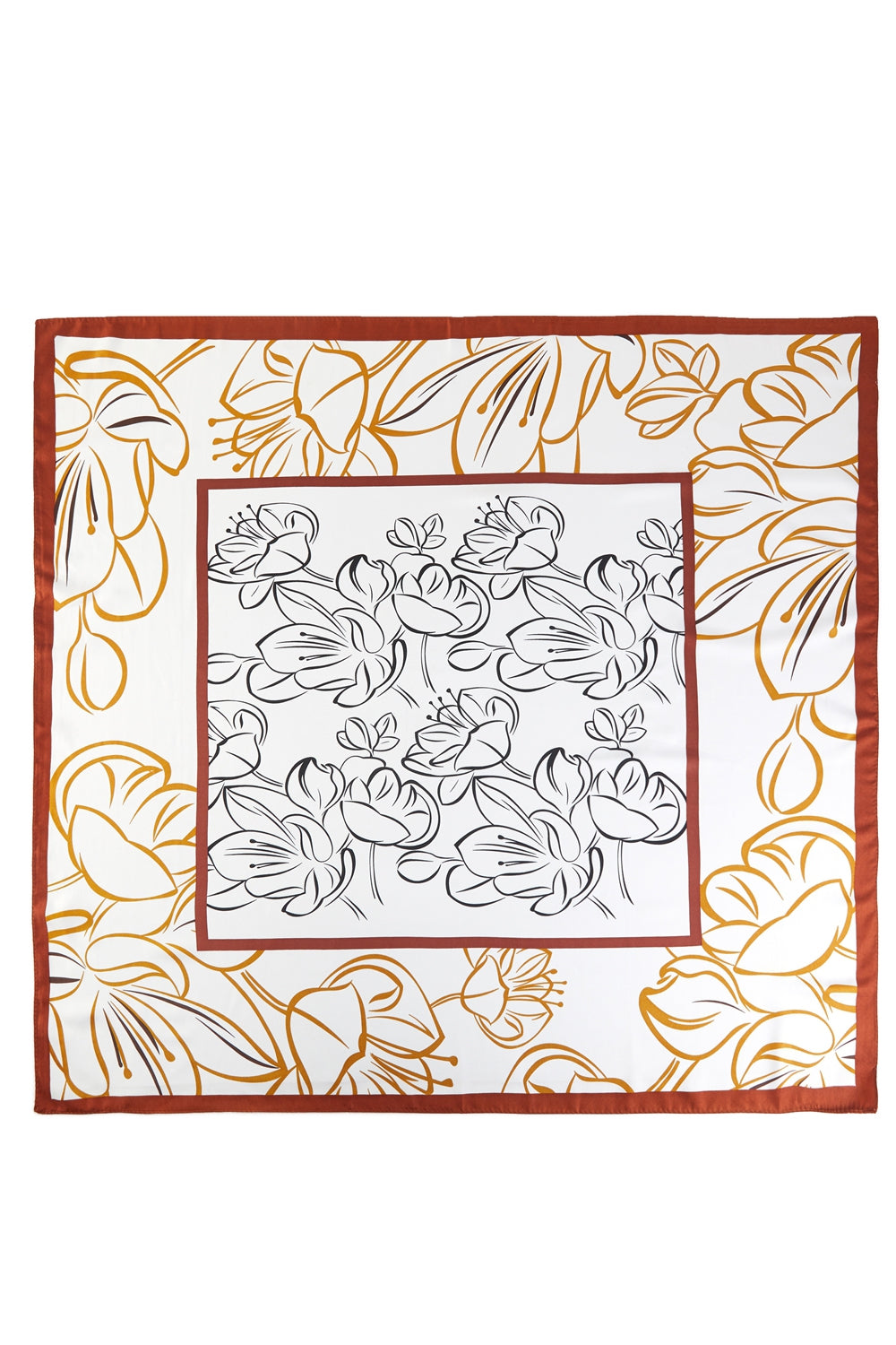 Elegant Cherry Blossom Silk Feel Square Scarf
