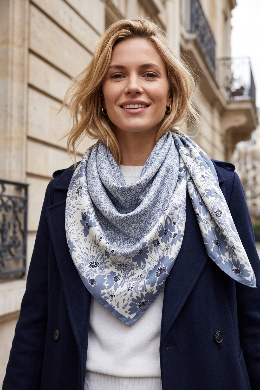 Vintage Floral Silk Feel Square Scarf