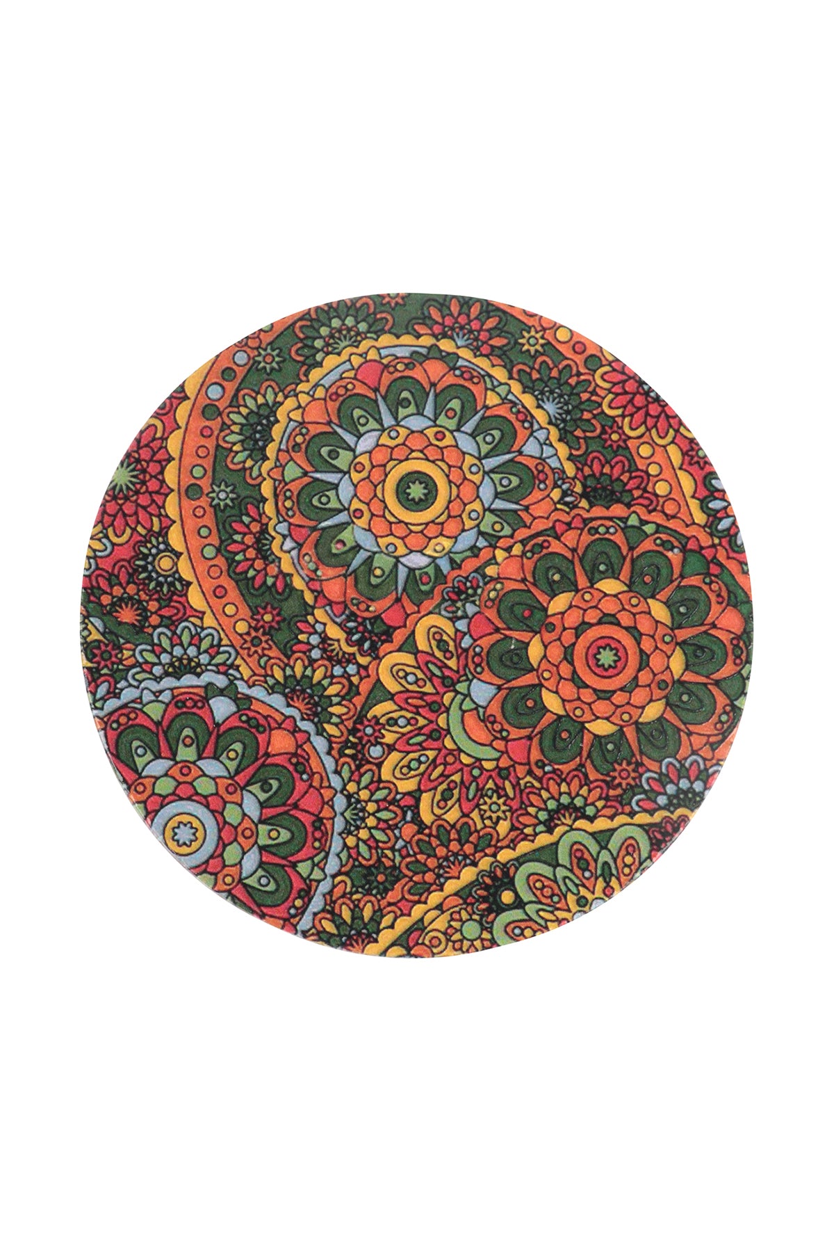Mandala Print Wood Round Coaster