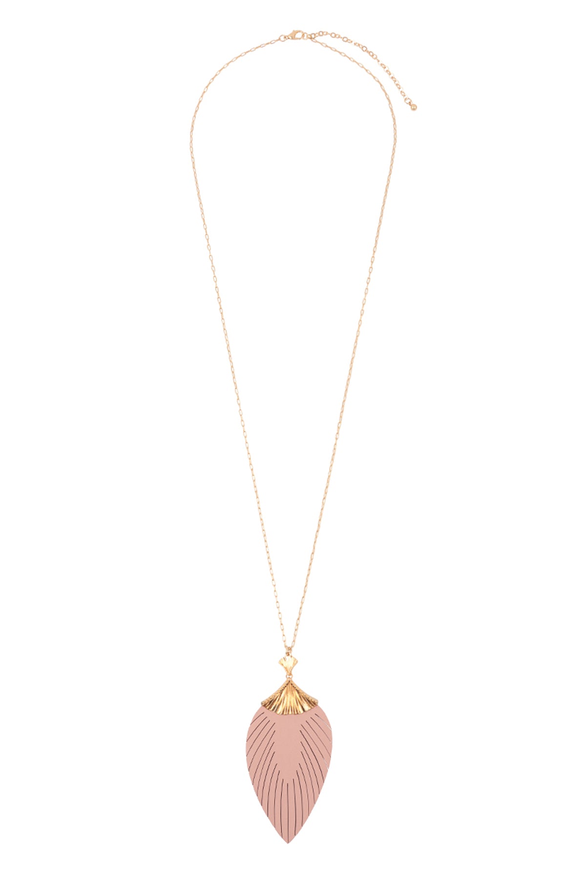 30 Inch Leaf Shaped PU Leather Fringe Long Necklace