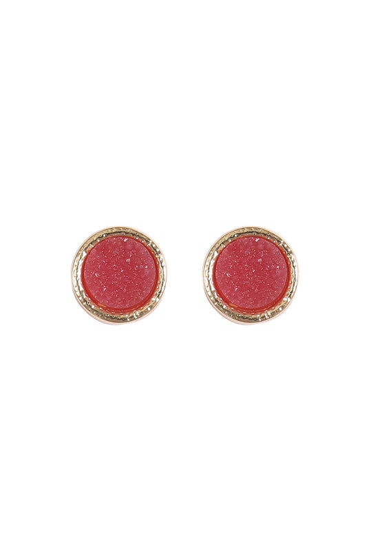 Round Druzy Stone Post Earrings
