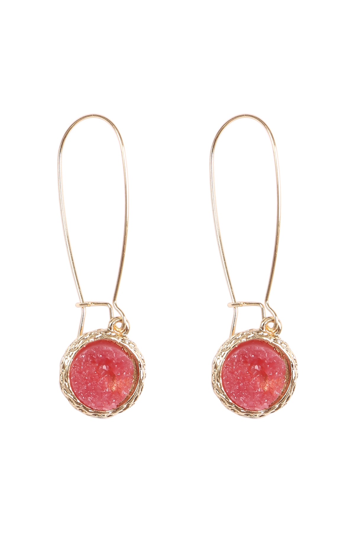 Round Druzy Wired Drop Earrings