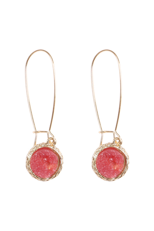 Round Druzy Wired Drop Earrings