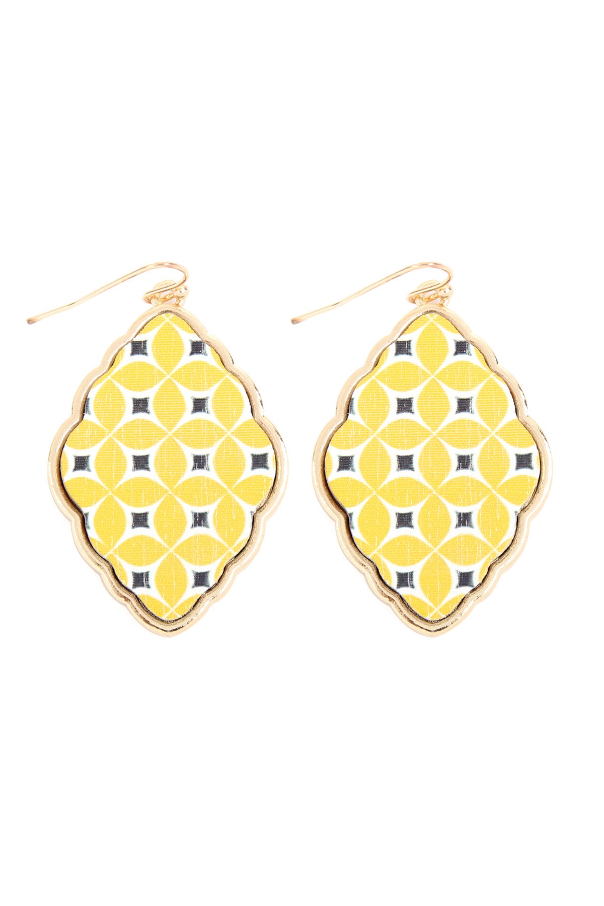 Wood Moroccan Fihg Hook Baroque Earring