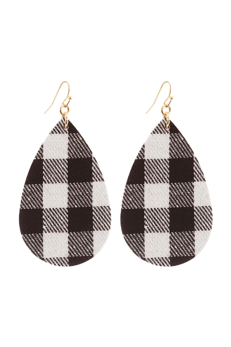 Plaid Teardrop Earrings