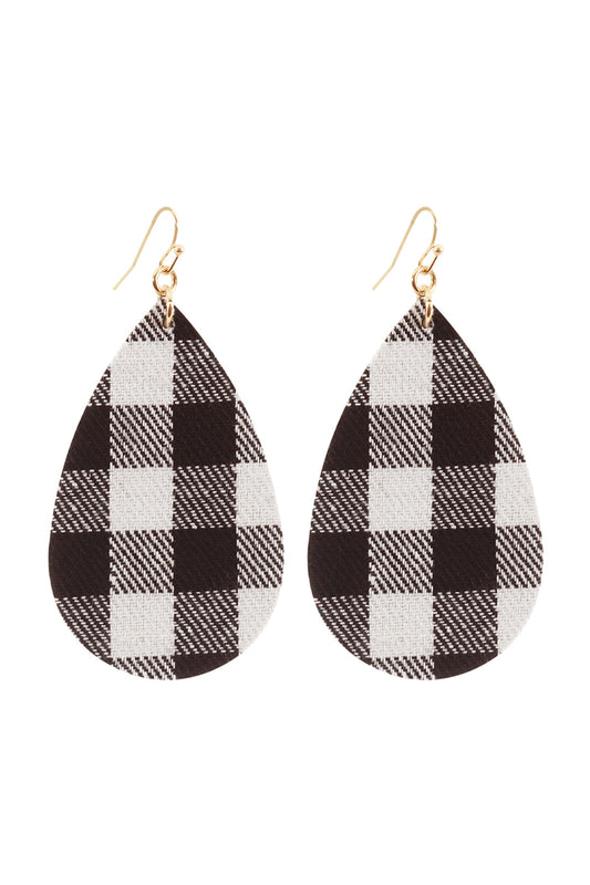 Plaid Teardrop Earrings