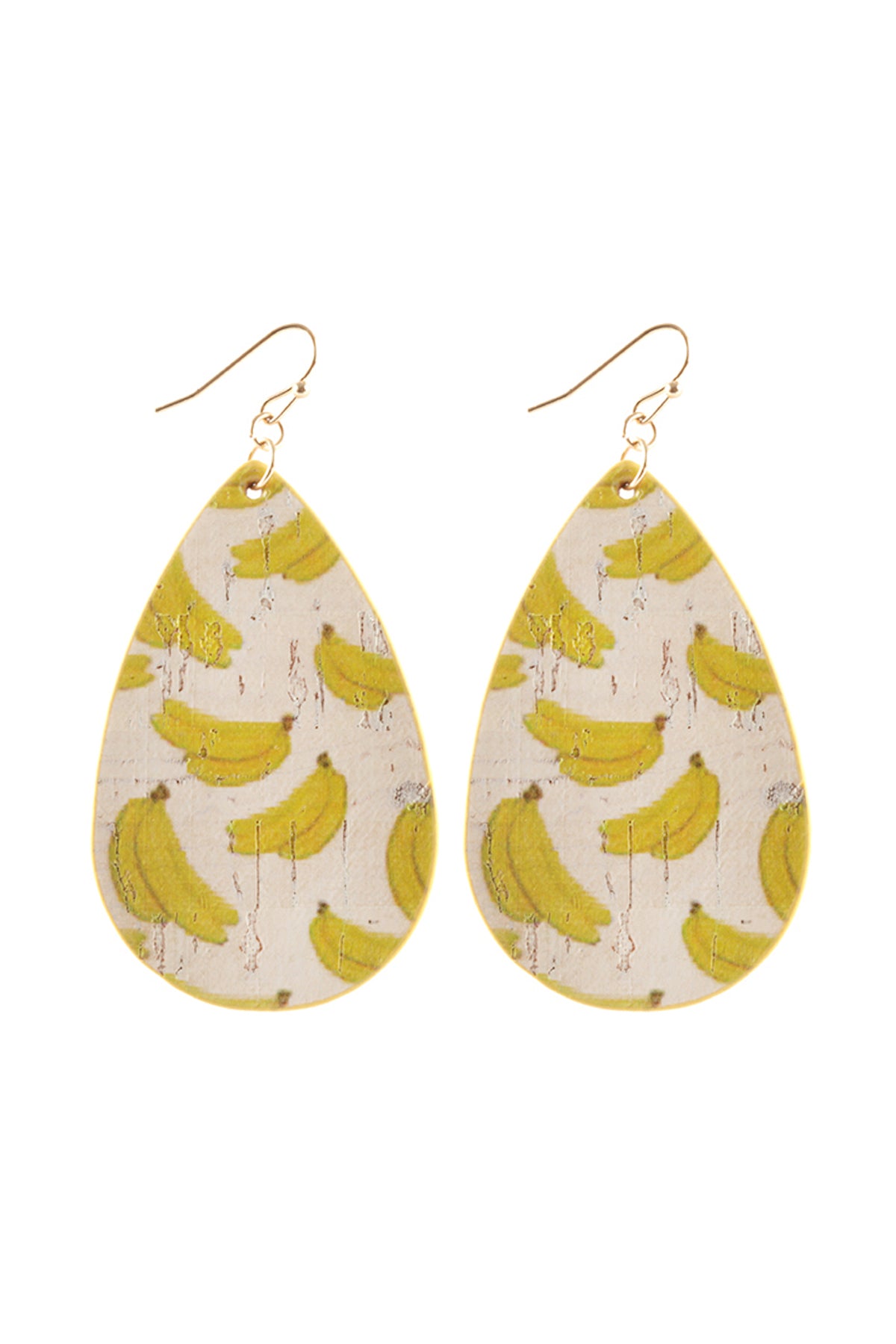 Leather Fruit Fish Hook Tear Drop Earrings Yellow