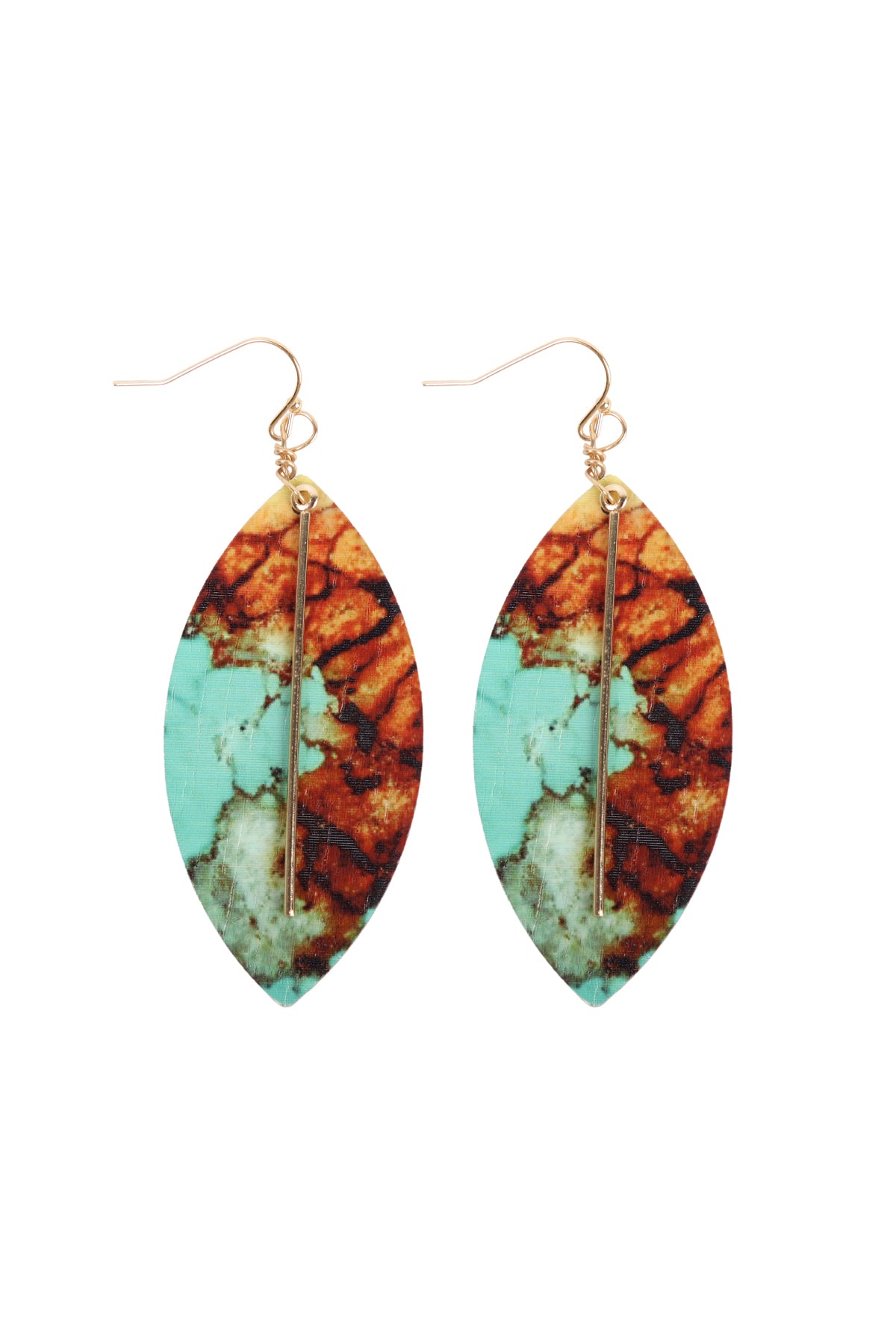 Semi Wood Fish Hook Bar Earrings
