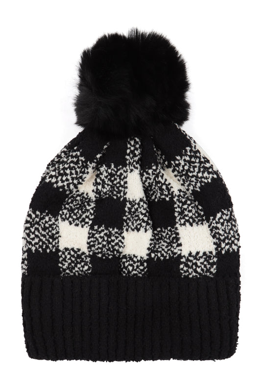 Buffalo Plaid Double Beanie