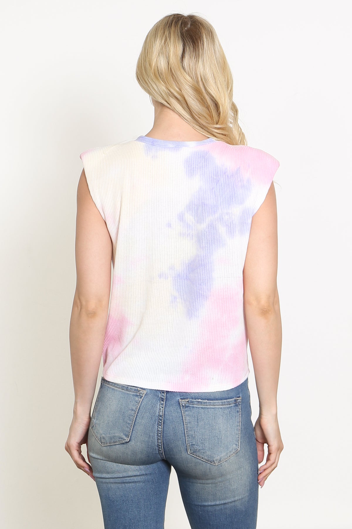 Sleeveless Twisted Hem Tie-Dye Rib Top