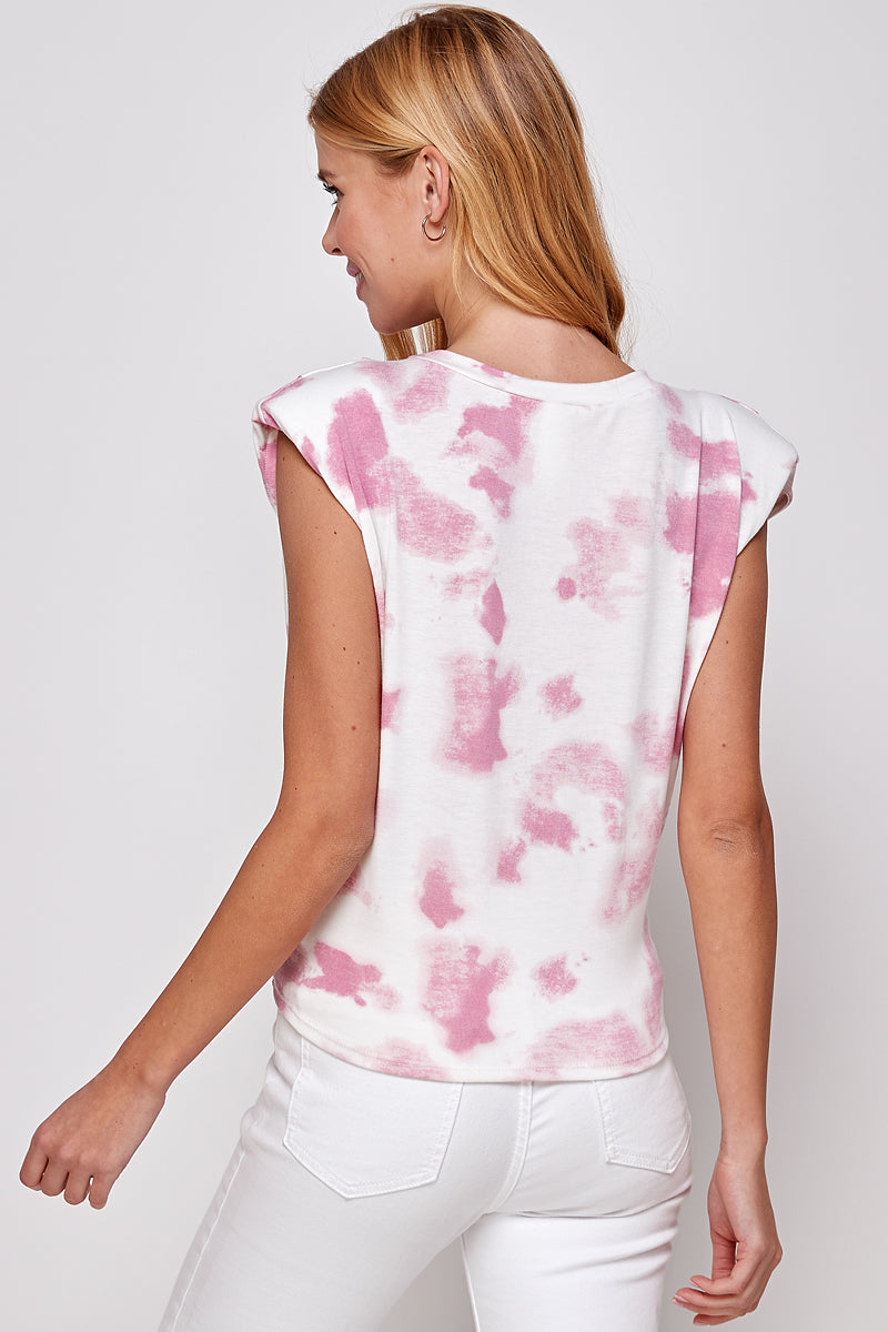 Sleeveless Twist Tie Hem Tie-Dye Top