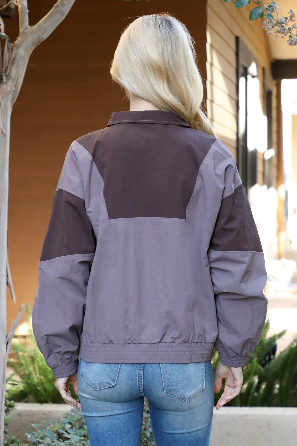 Two-Tone Zip-Up Windbreaker Jacket