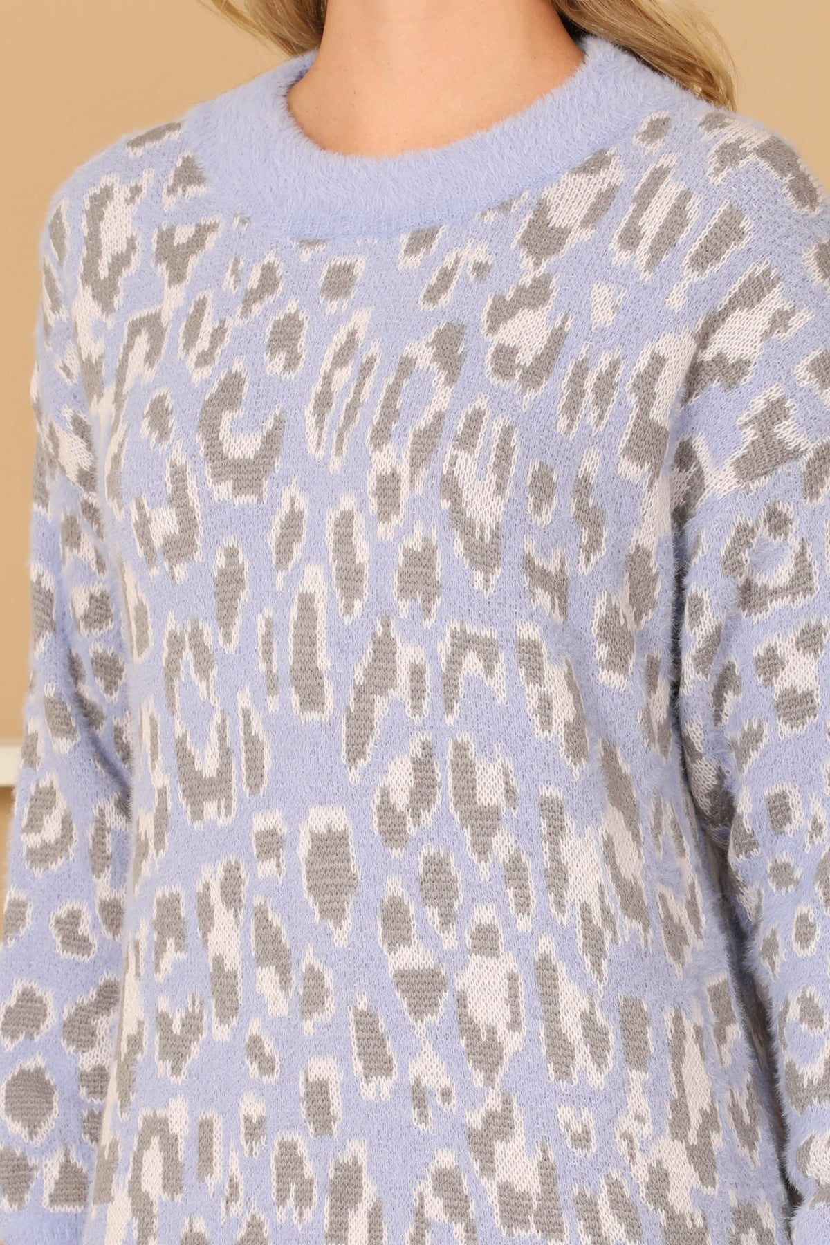 Long Sleeve Leopard Knitted Dress