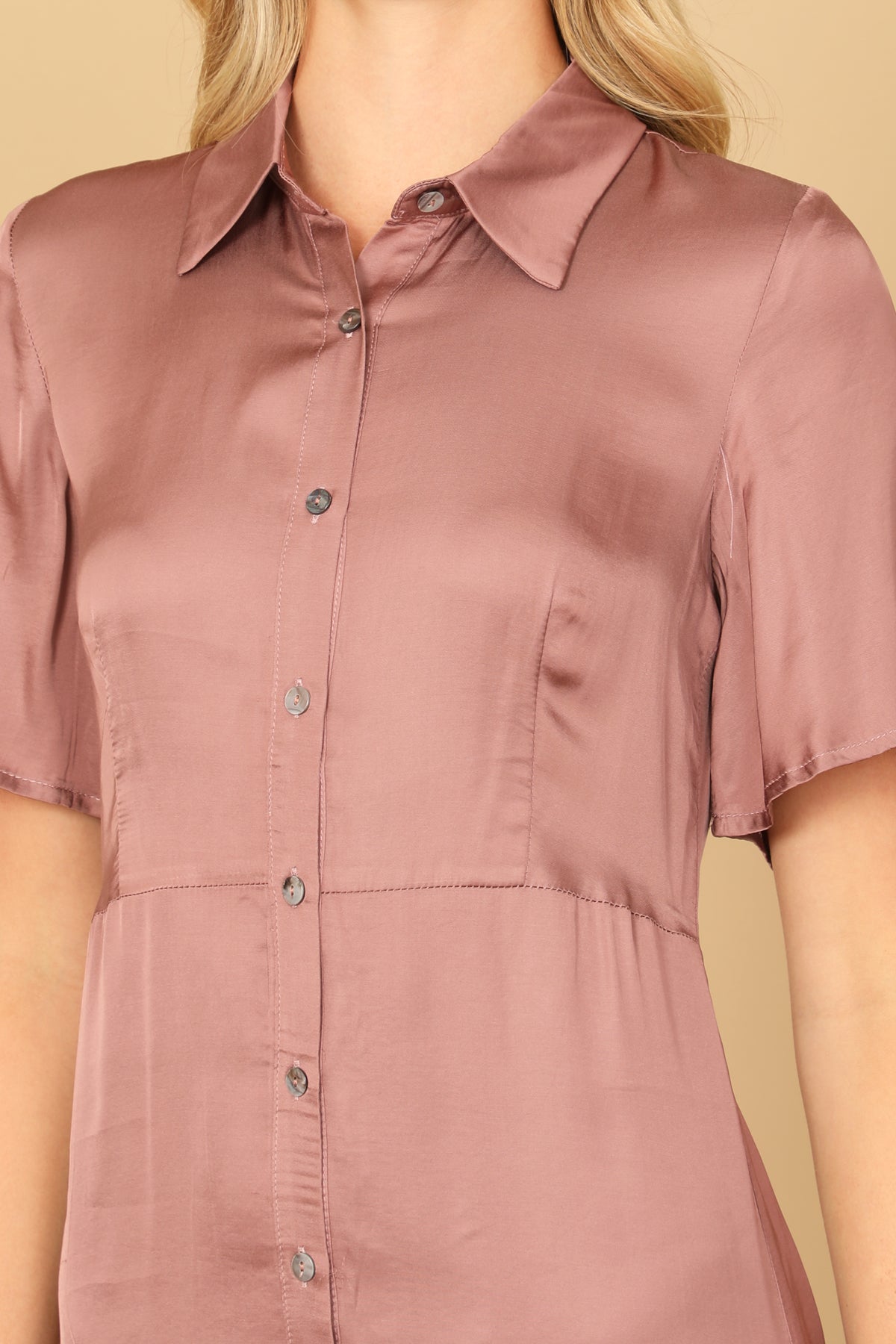 Short Sleeve Button Down Mini Dress