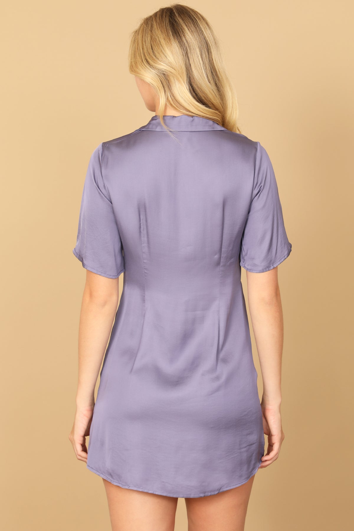 Short Sleeve Button Down Mini Dress