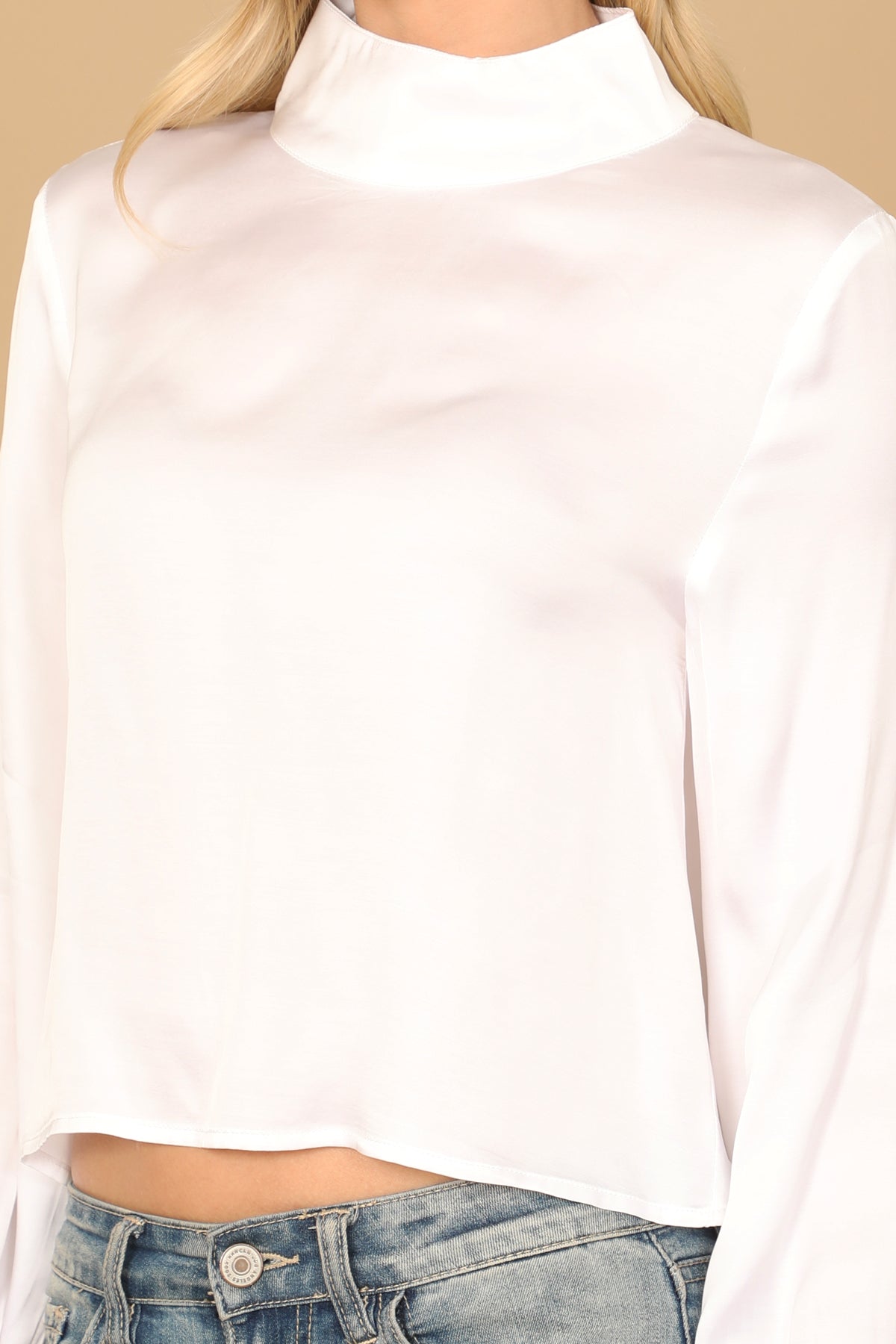 Flounce Sleeve Open Back Solid Top