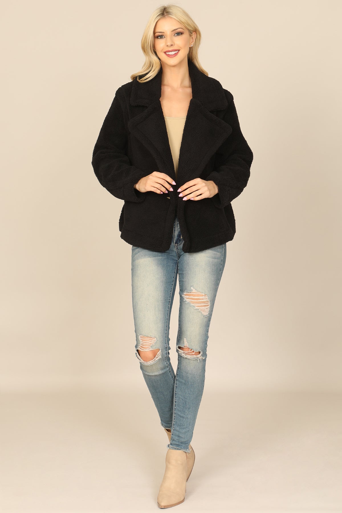 Teddy Fleece Double-Breasted Coat