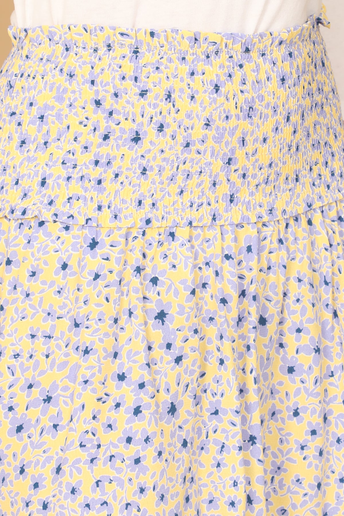 Smocked Waist Floral Skirt