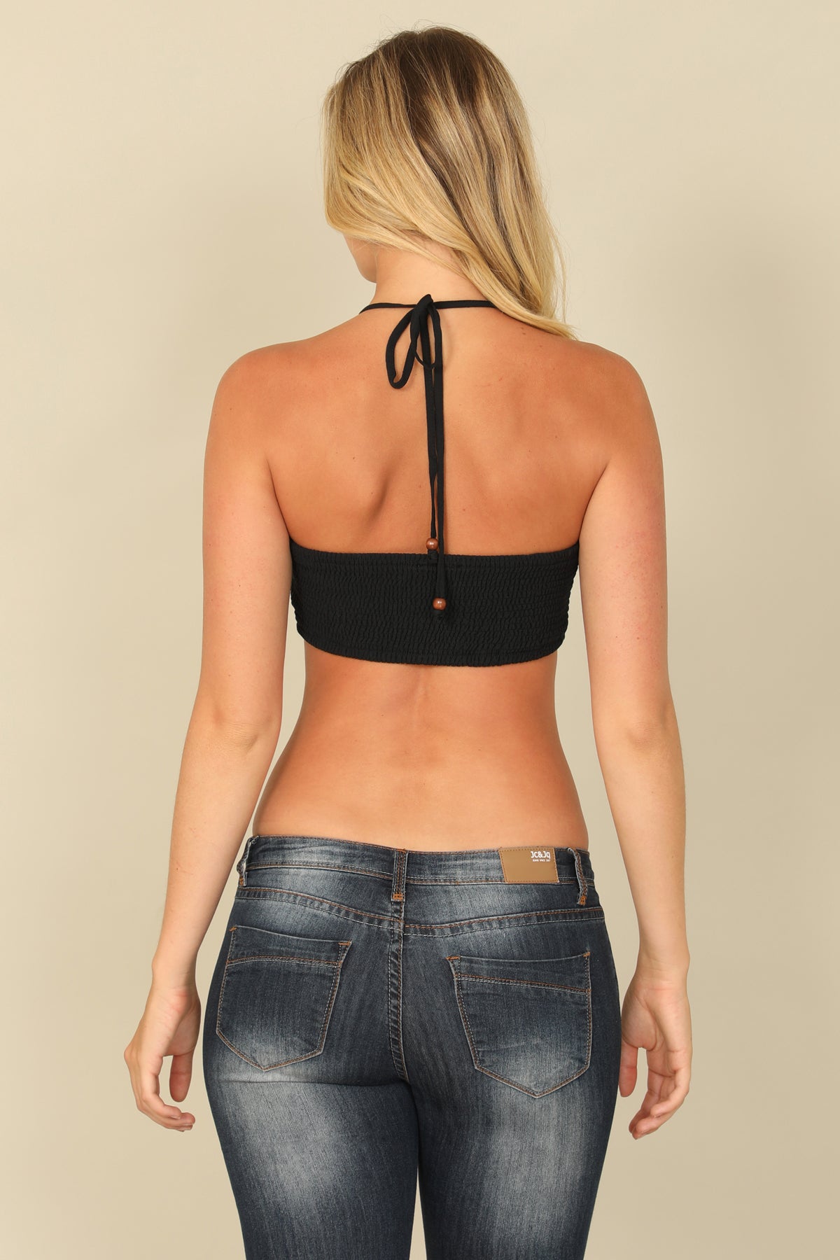 Ruched Drawstrings Halter Bralette Top