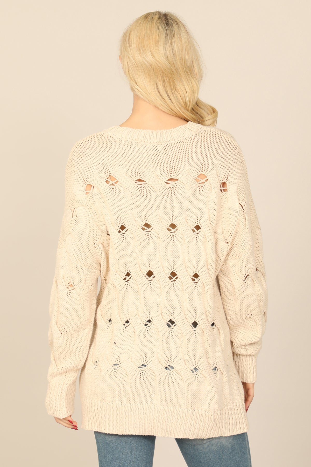 Chunky Knit Cutout Oversized Pullover