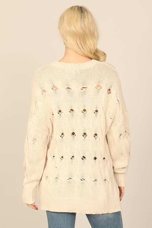 Chunky Knit Cutout Oversized Pullover