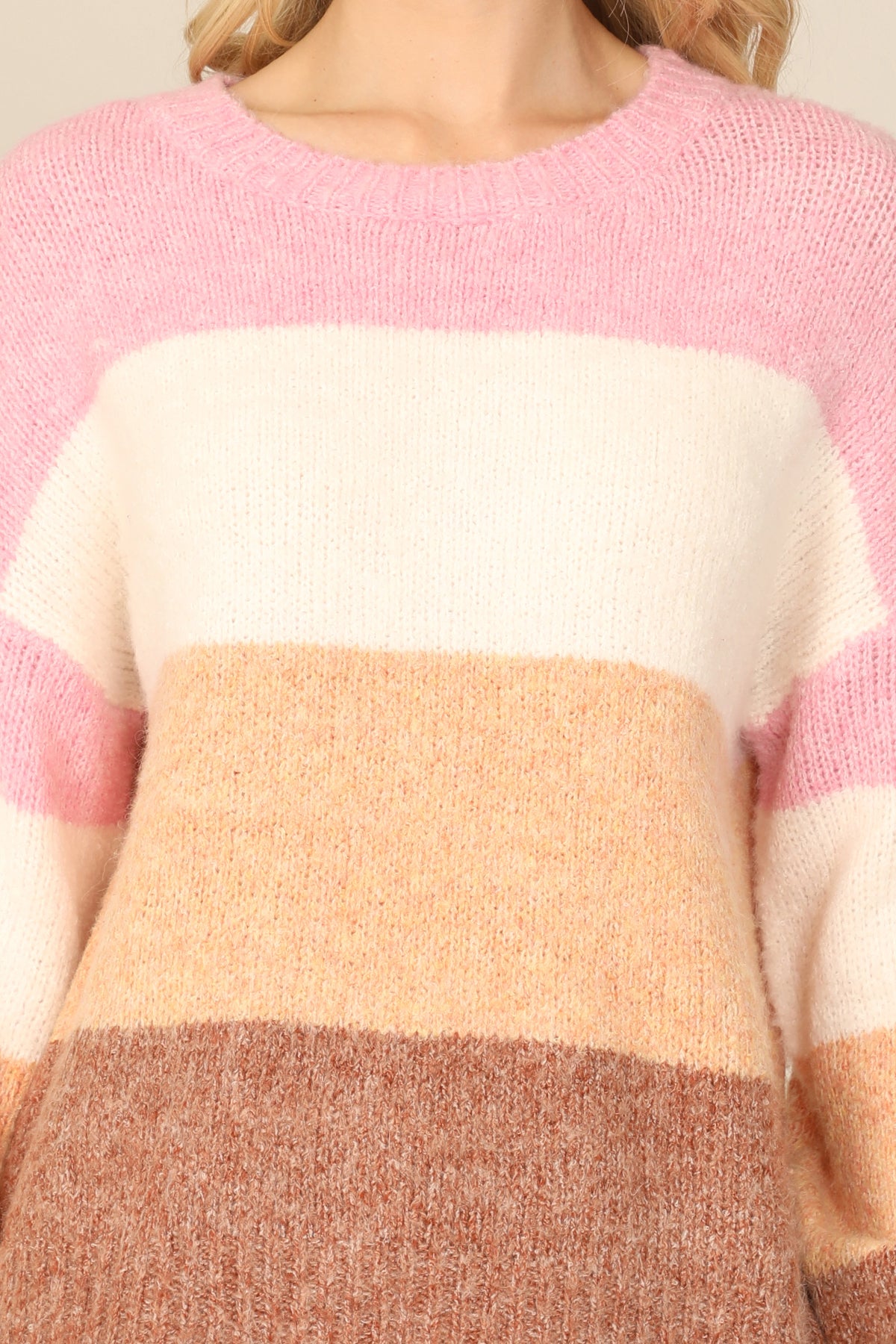 Color Block Fuzzy Knit Sweater