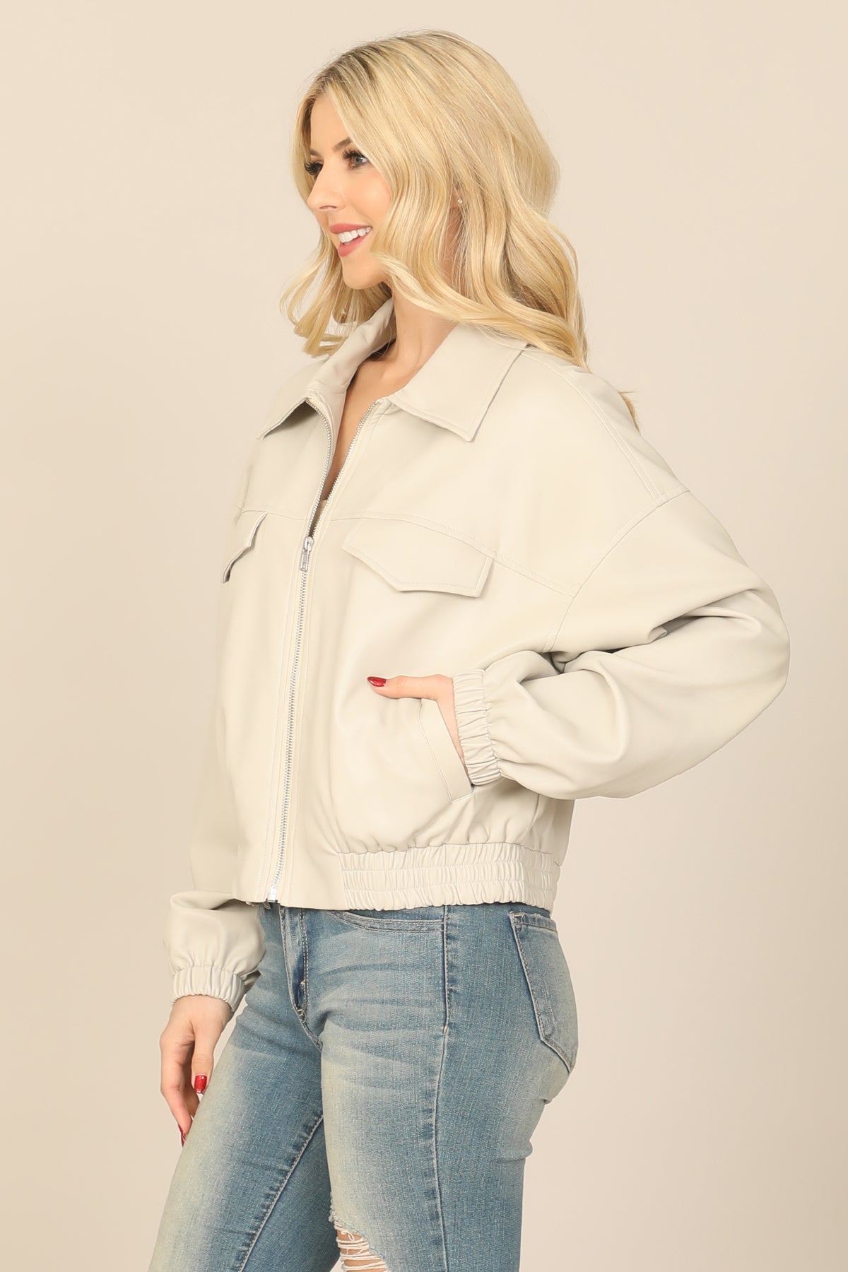 Collared Zip-Up Utility Jacket