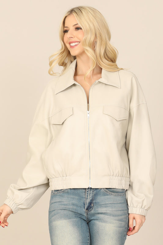 Collared Zip-Up Utility Jacket
