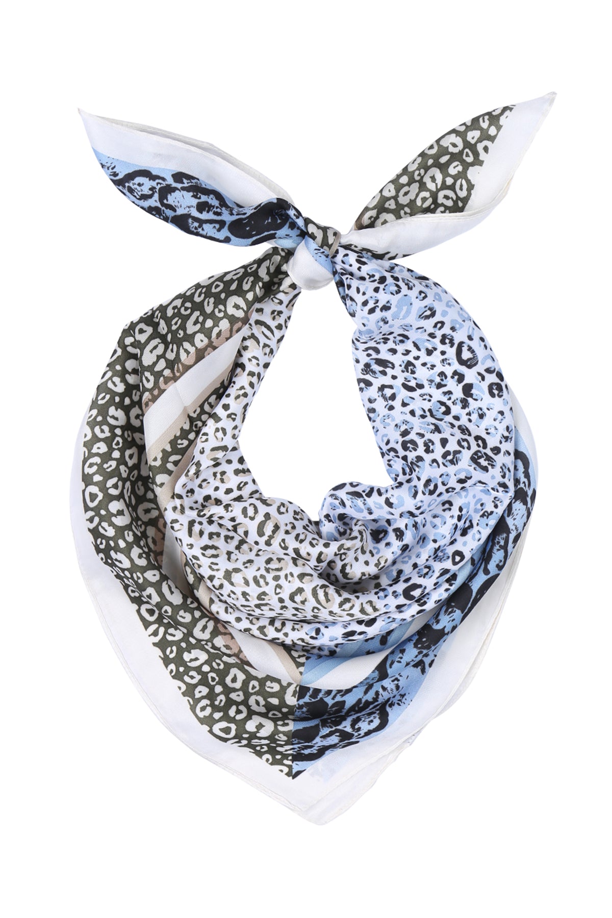 Two Tones Leopard Silky Square Scarf