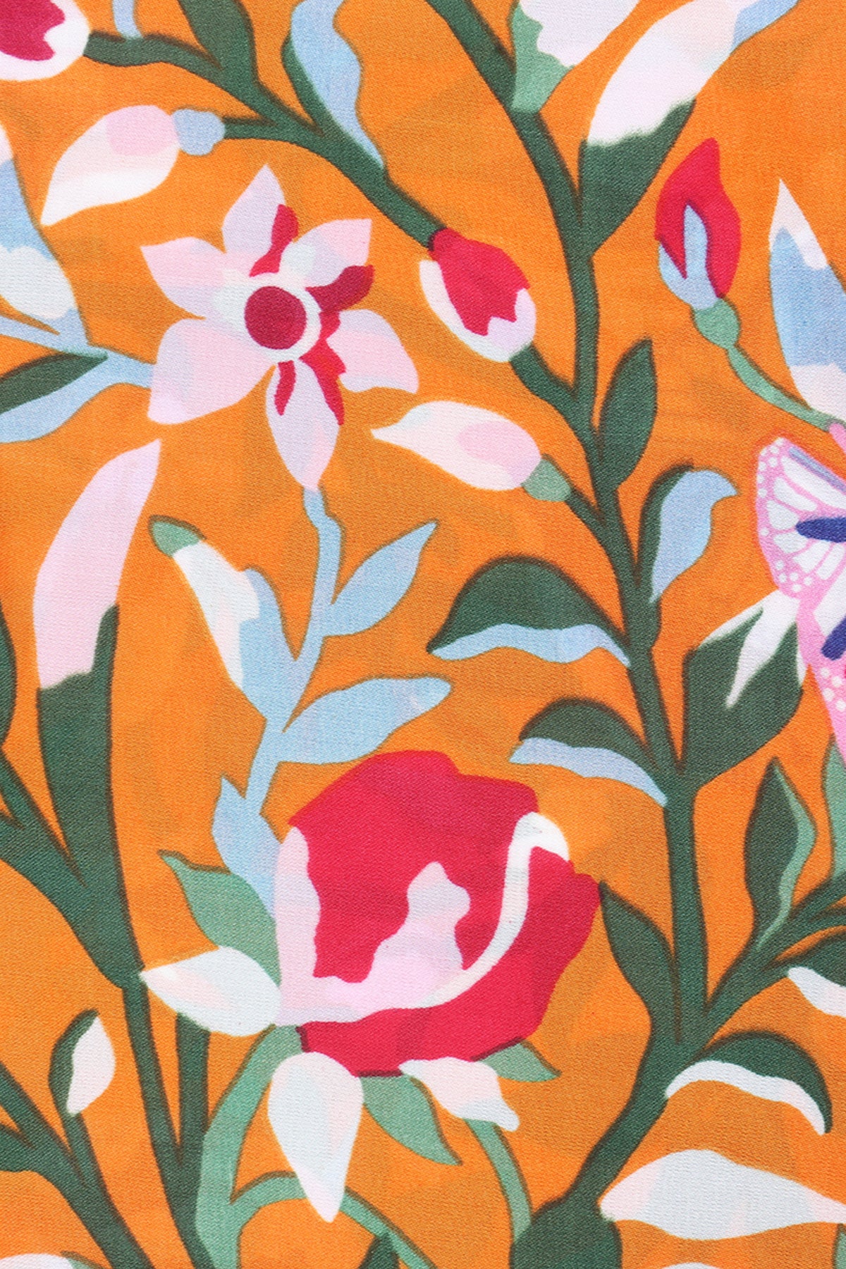 Asian Floral Pattern Silky Square Scarf