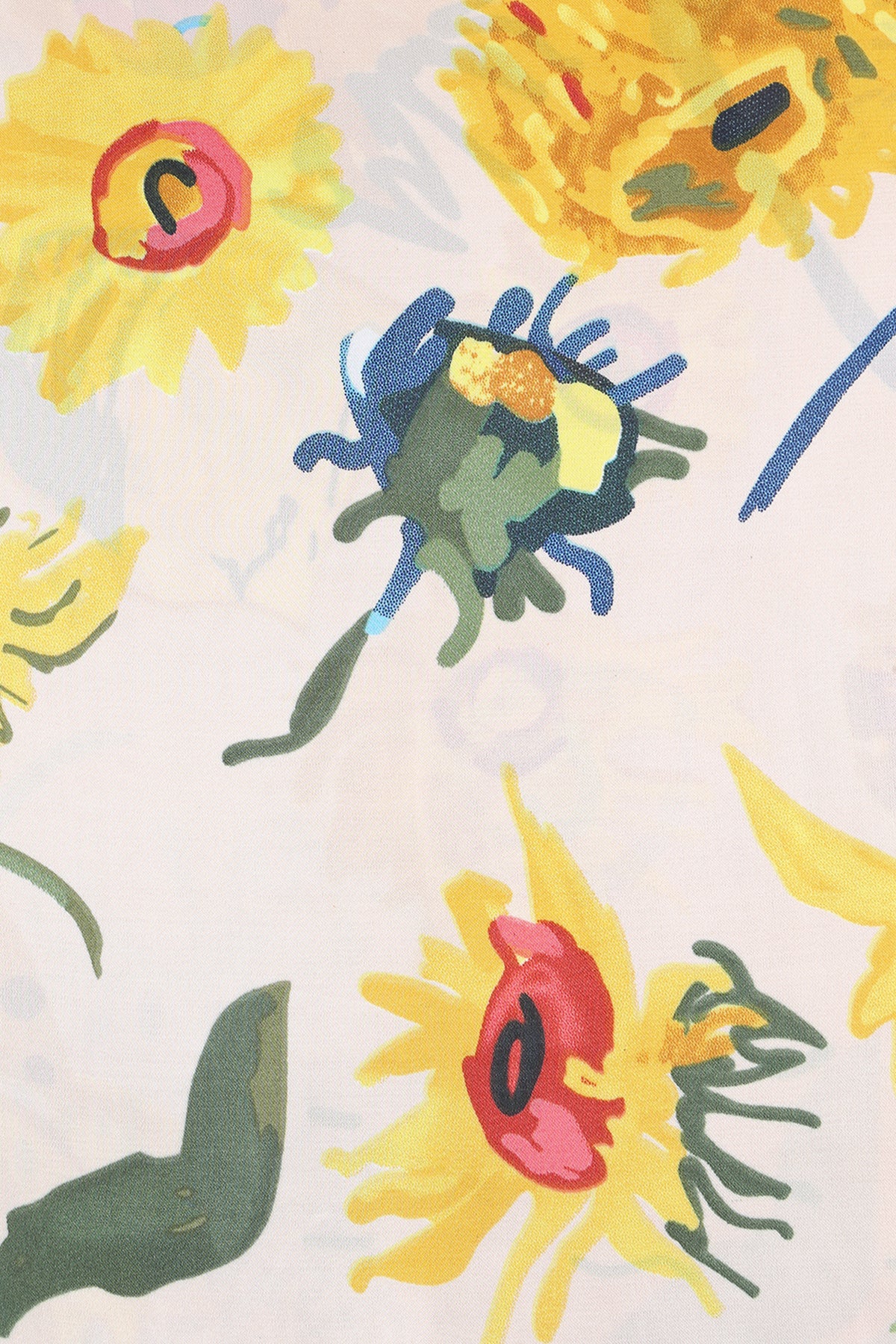 Yellow Floral Silky Square Scarf